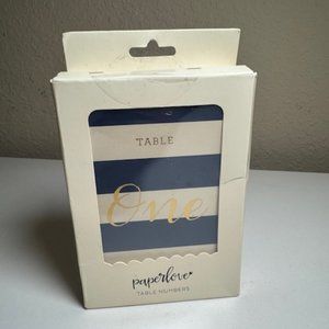 Elegant Table Number Cards - Navy Blue & Ivory with Gold Foil Print - Num 1-24